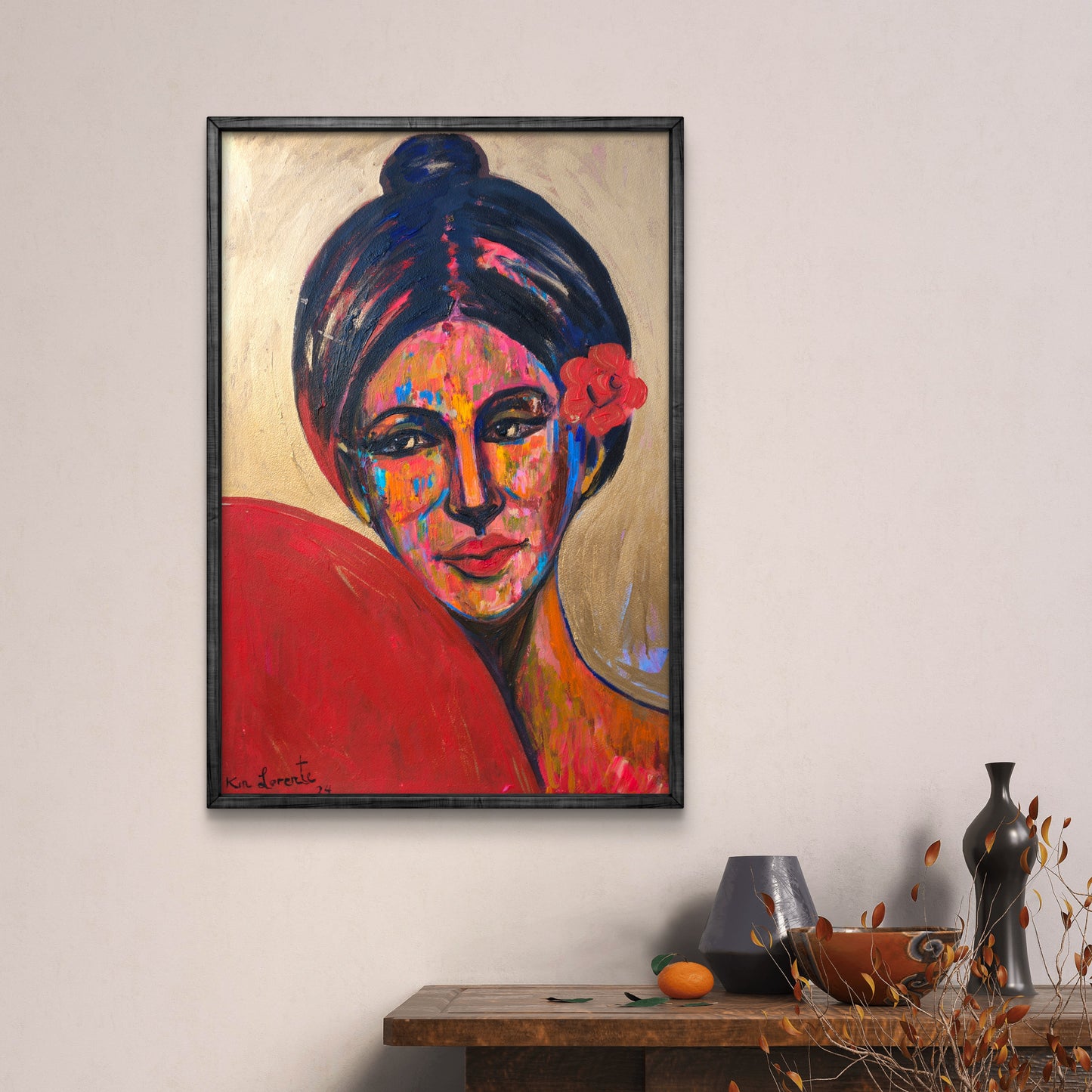 Flamenca en rojo y oro