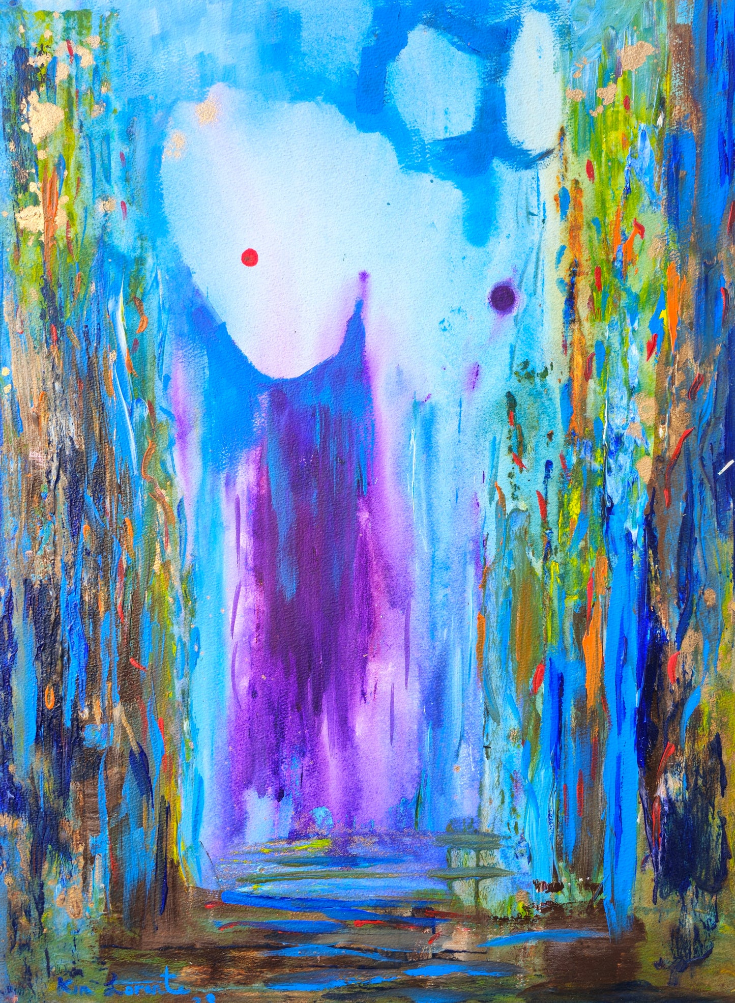 Moons on light blue and purple
