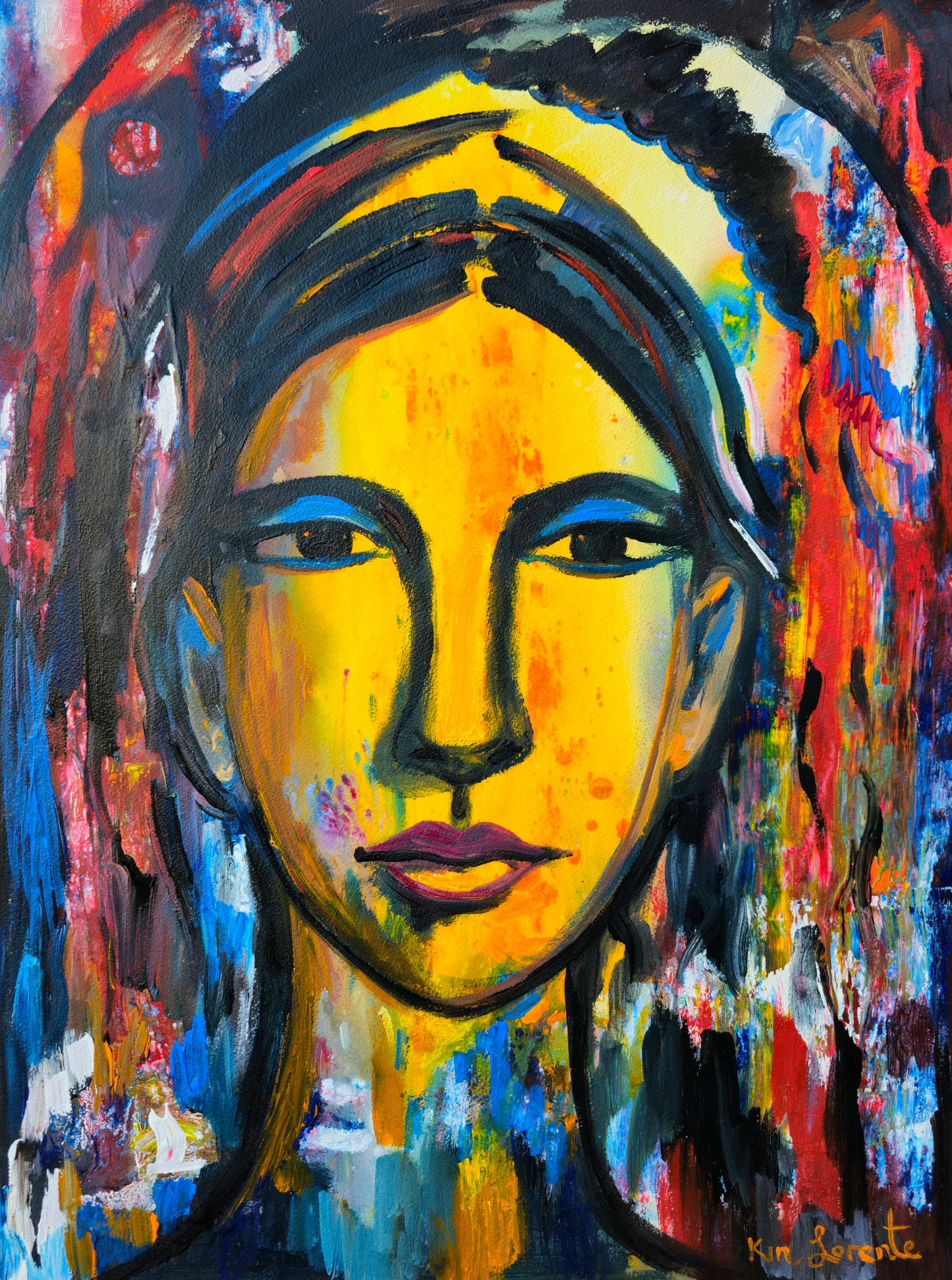 Retrato en amarillo y rojo