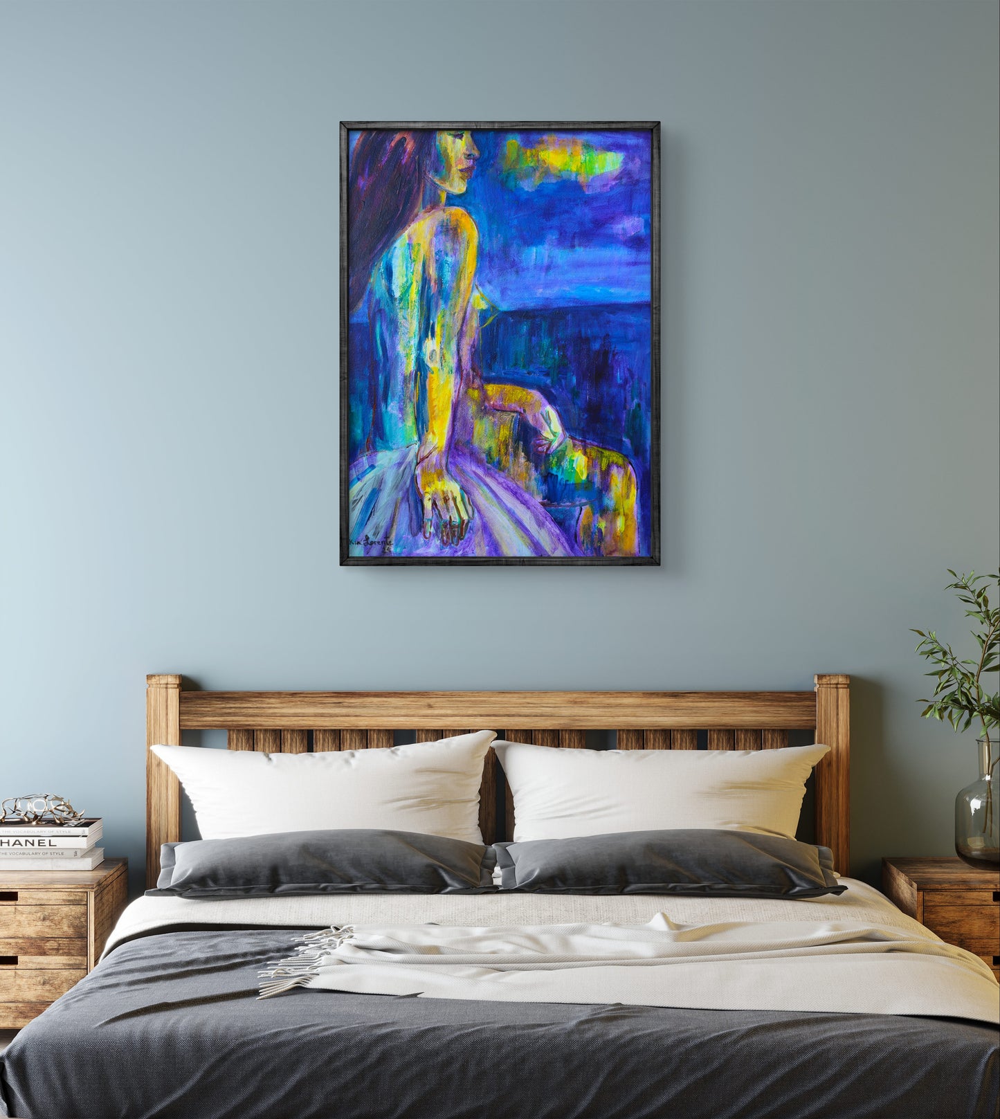 Desnudo en azul y amarillo