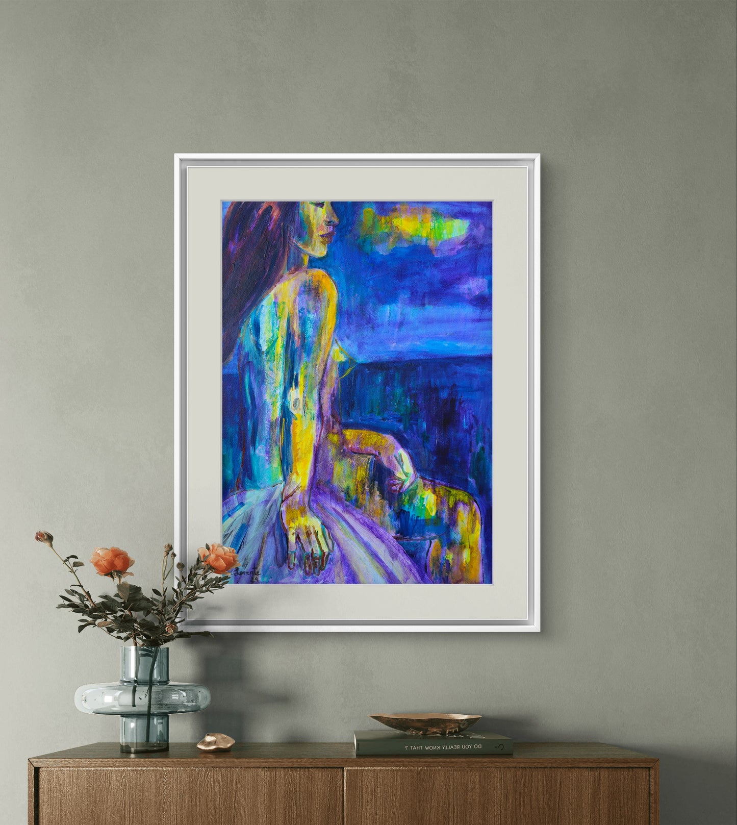 Desnudo en azul y amarillo
