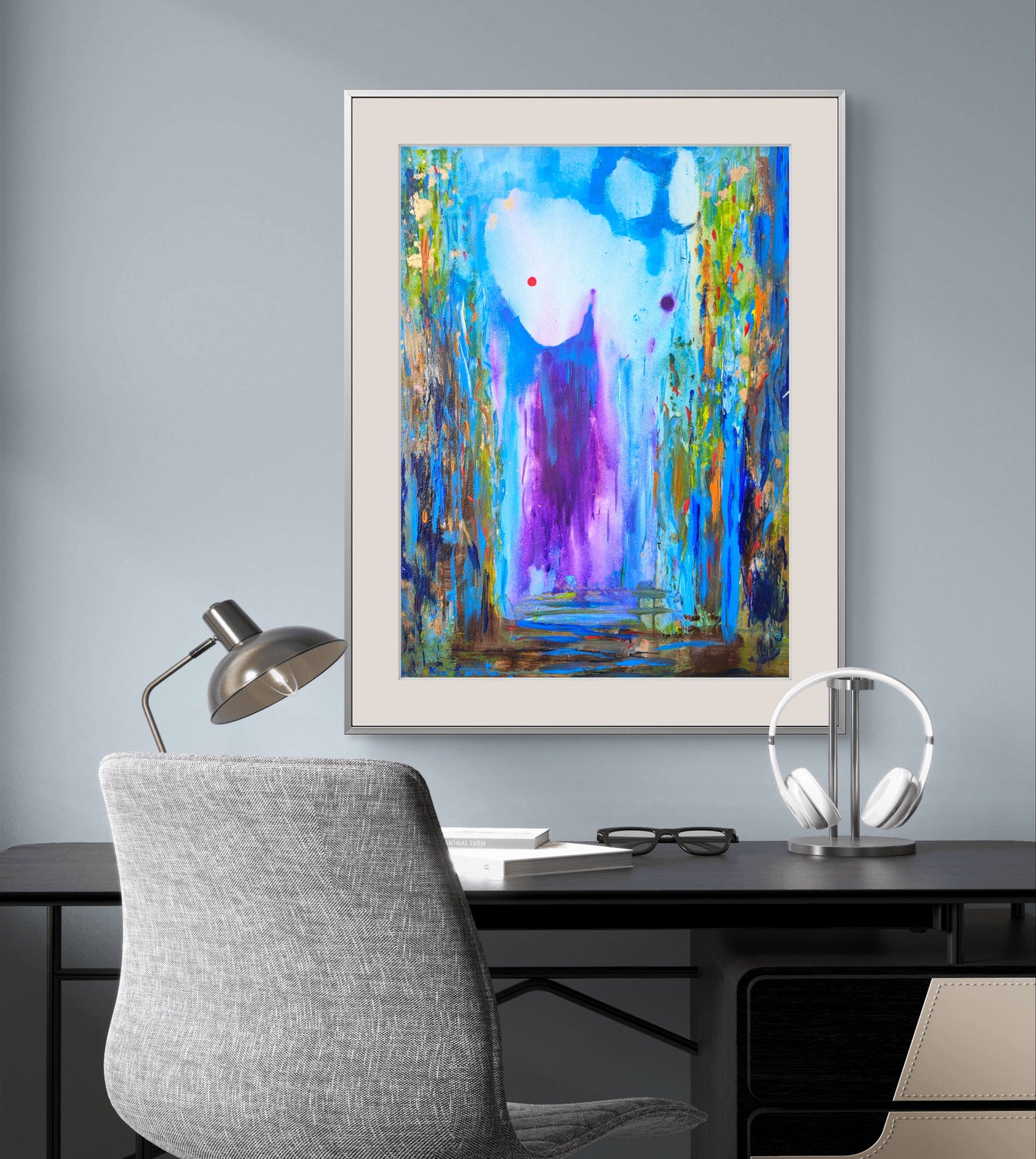 Moons on light blue and purple