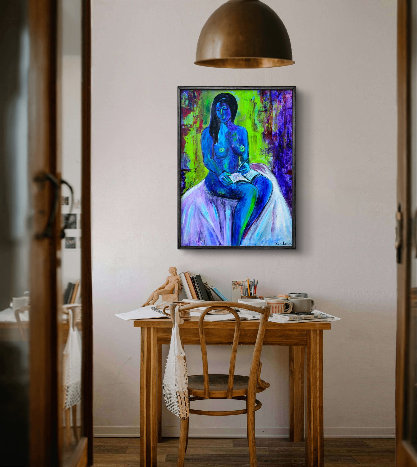 Desnudo en verde y azul