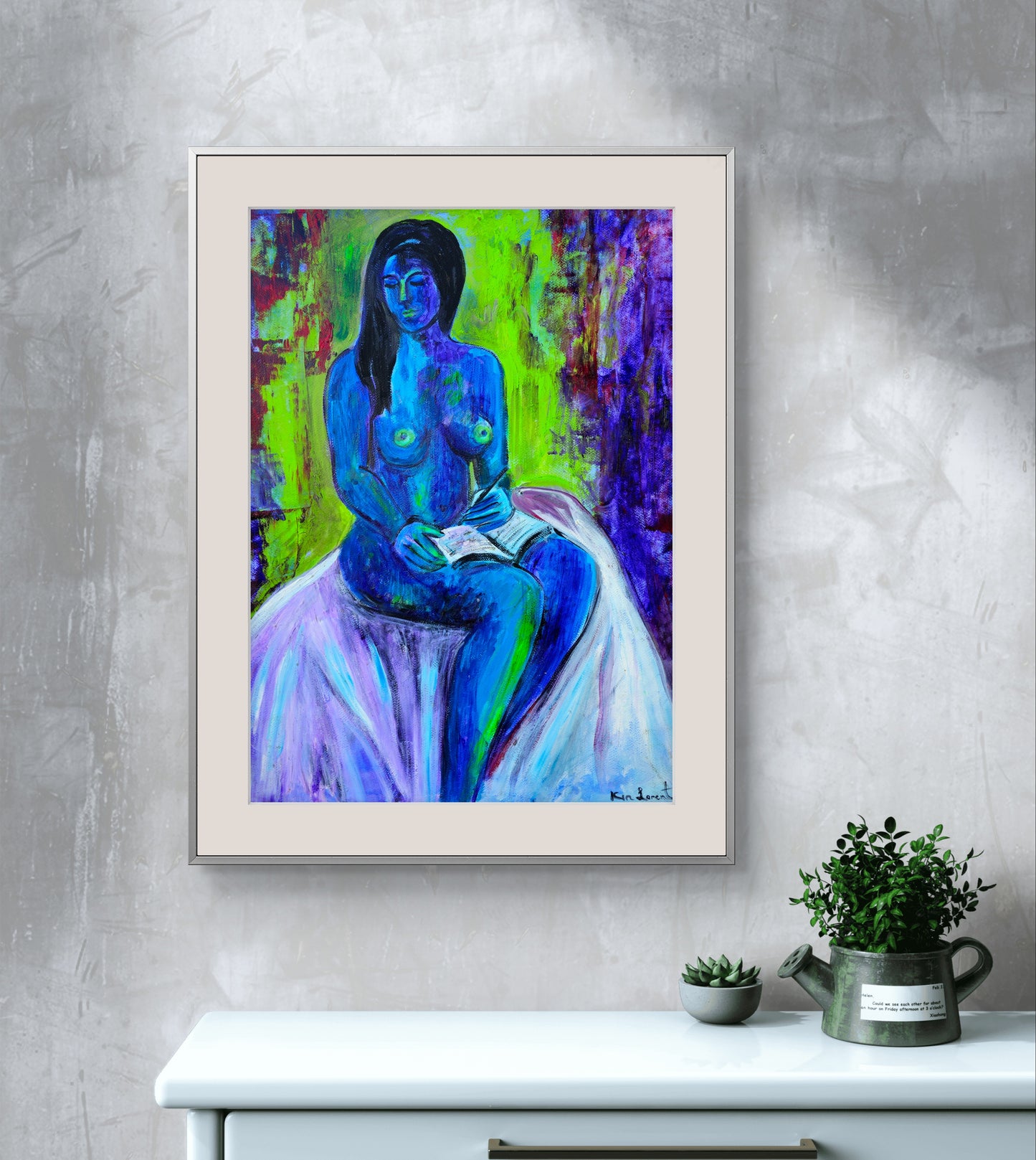 Desnudo en verde y azul