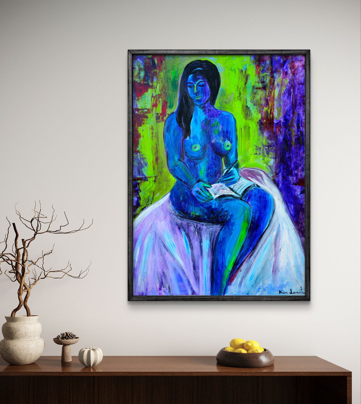 Desnudo en verde y azul