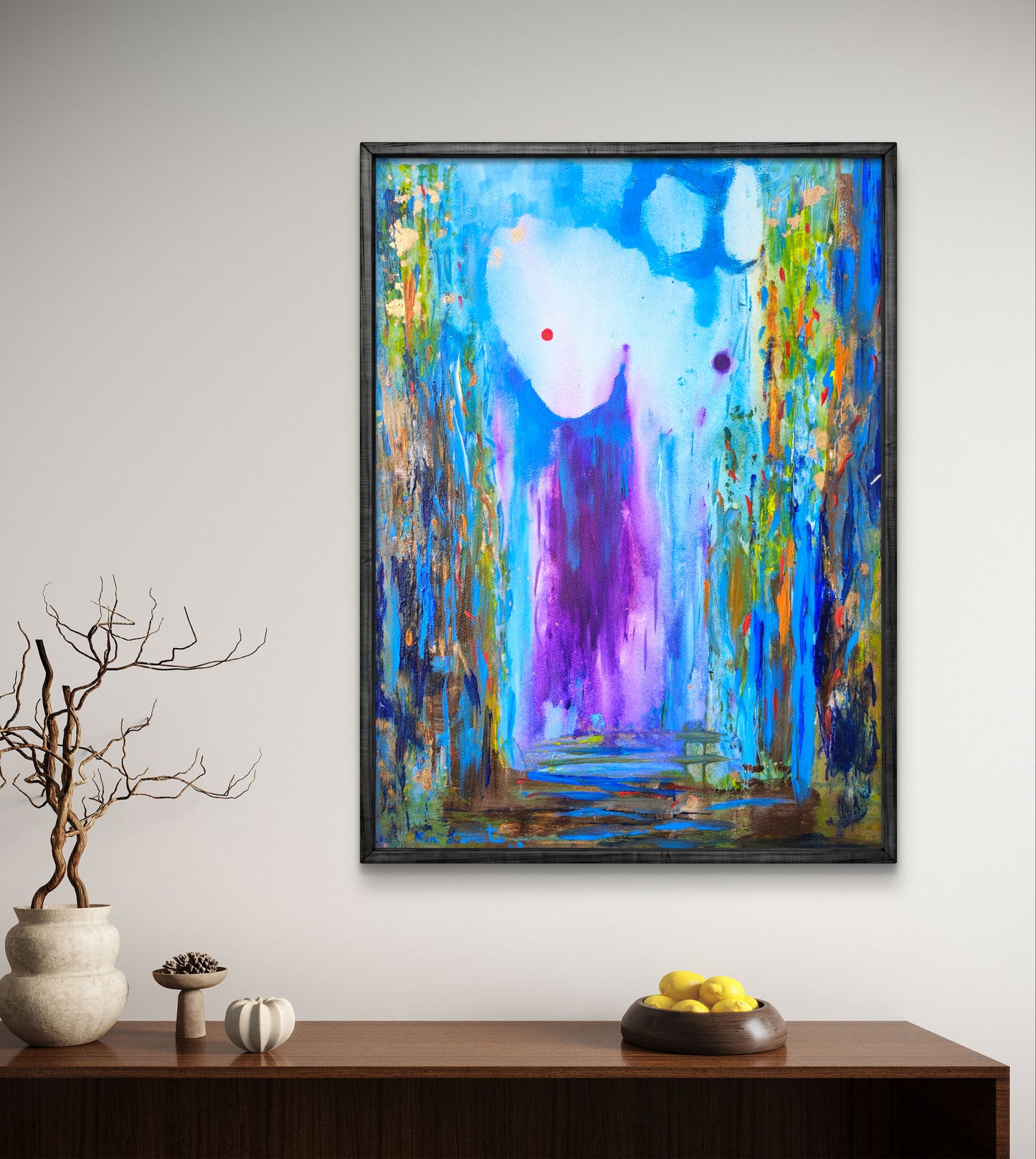 Moons on light blue and purple