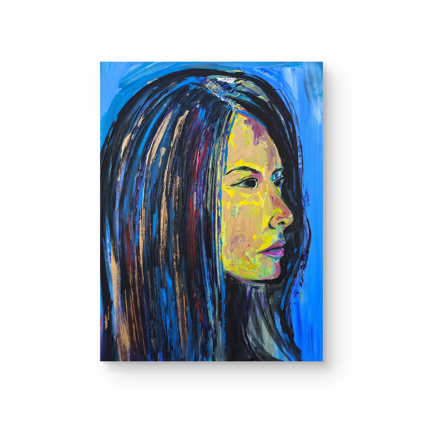 Retrato en amarillo y azul