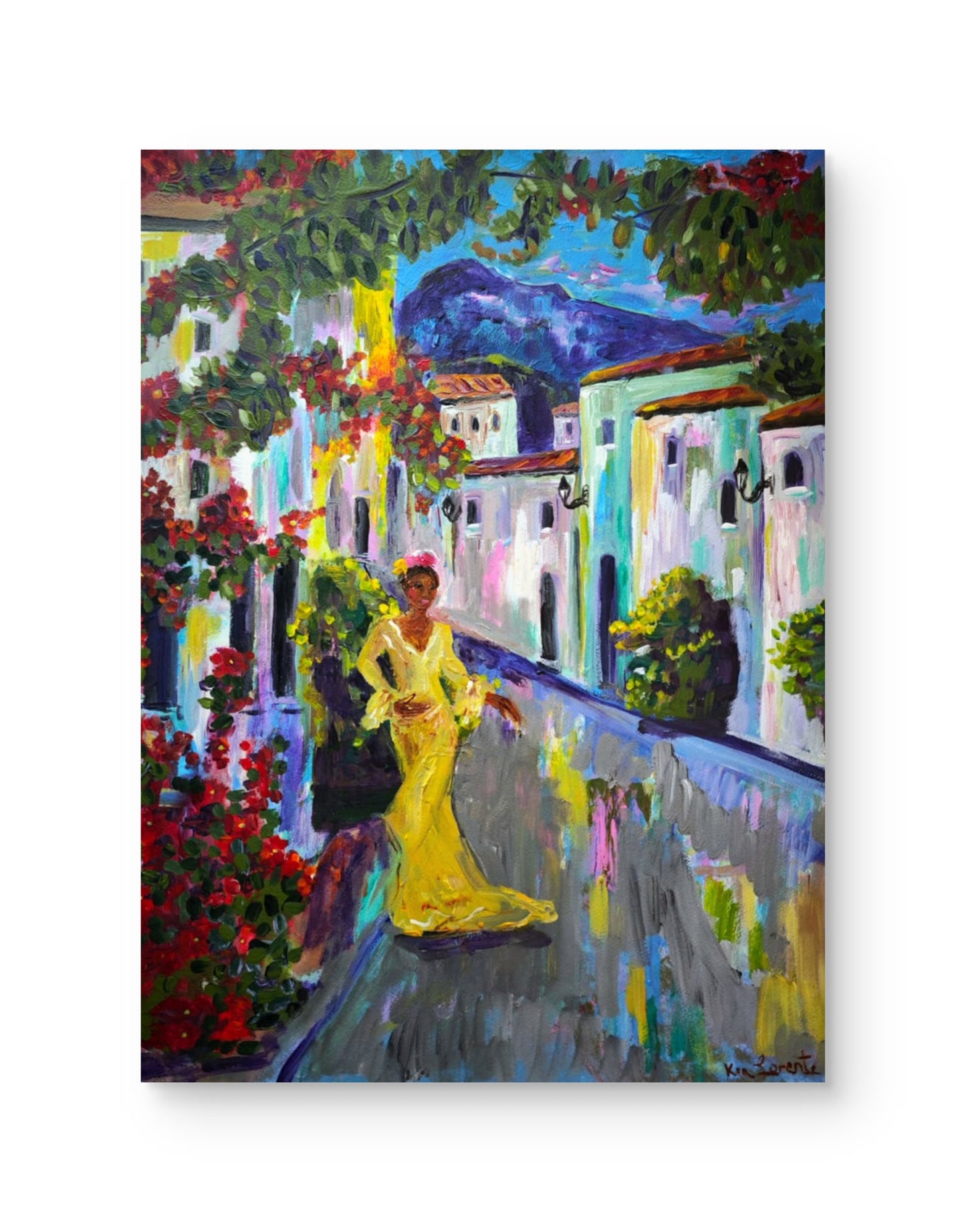Pueblo blanco y flamenca