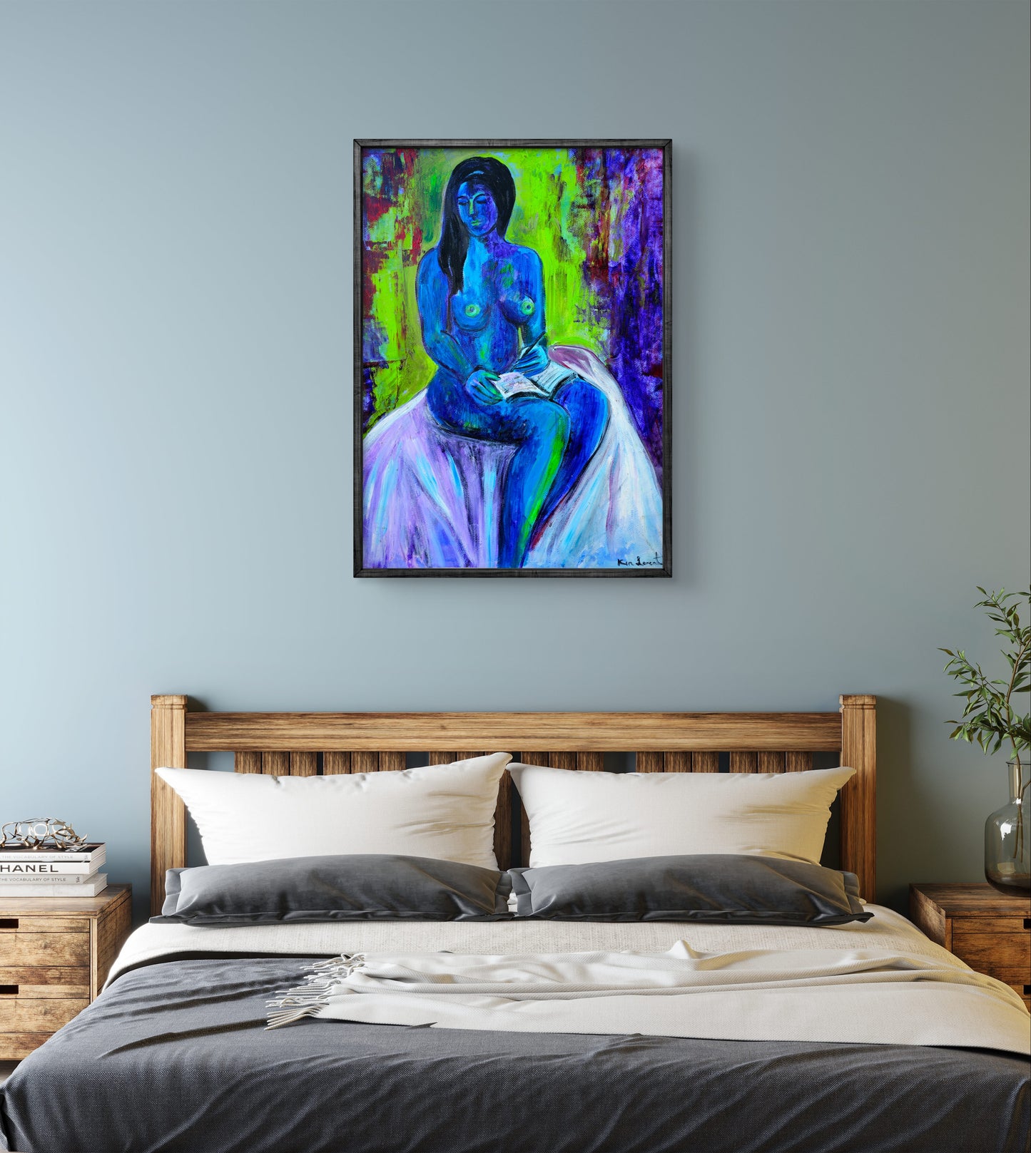 Desnudo en verde y azul