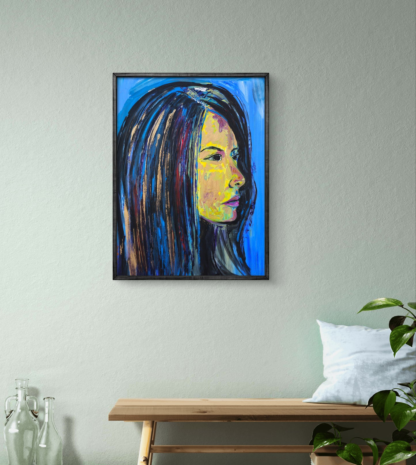 Retrato en amarillo y azul