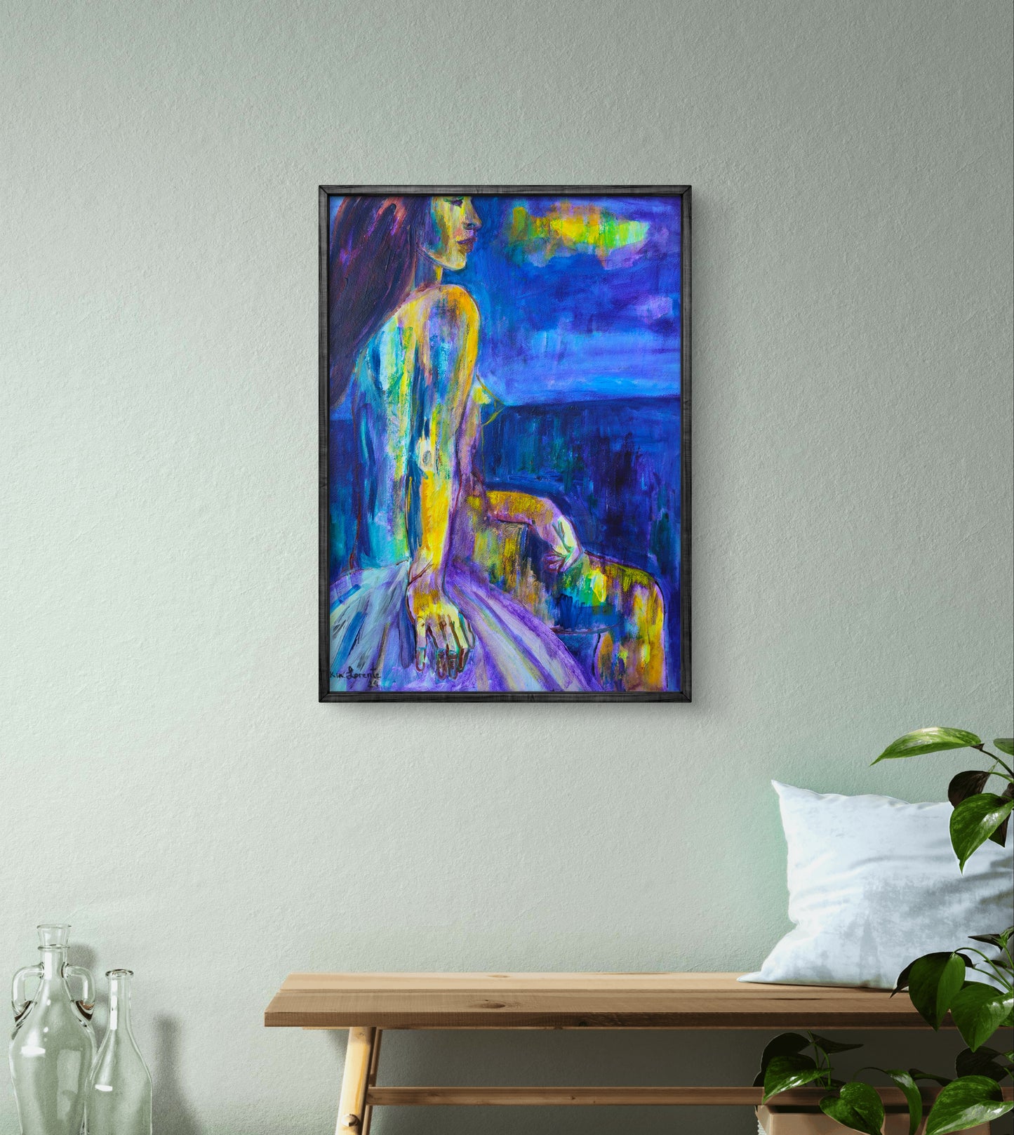 Desnudo en azul y amarillo