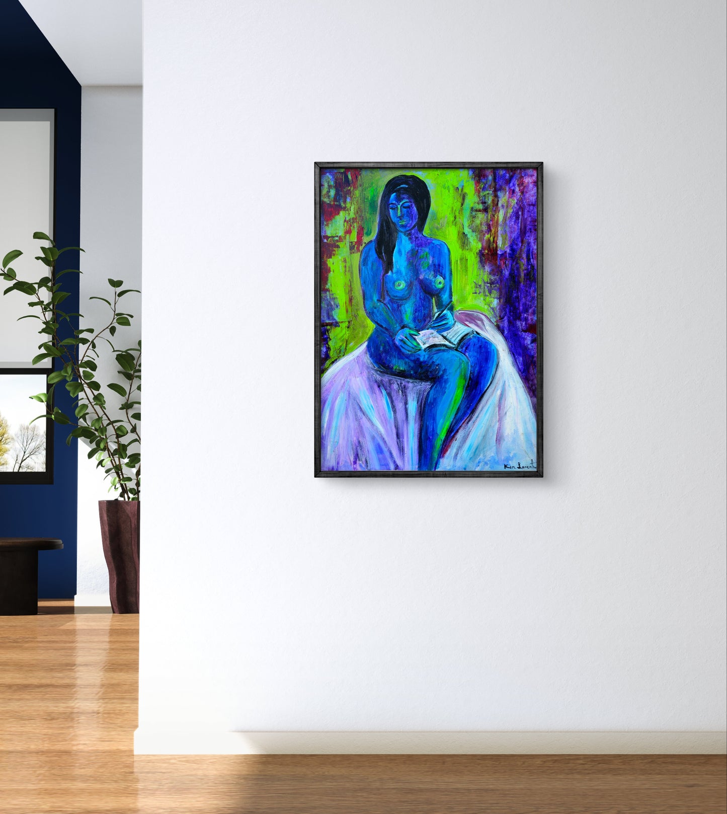 Desnudo en verde y azul