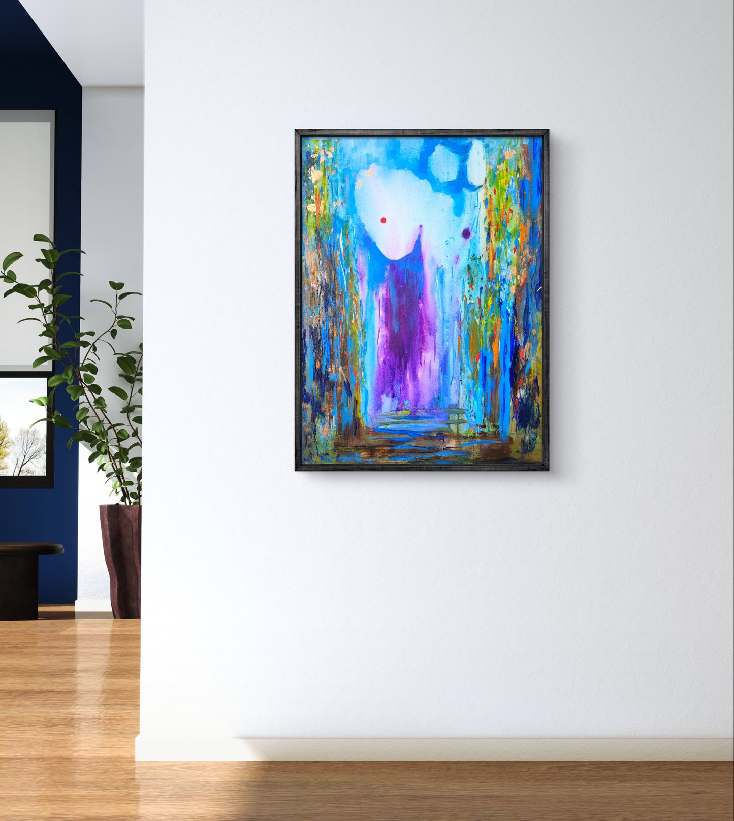 Moons on light blue and purple
