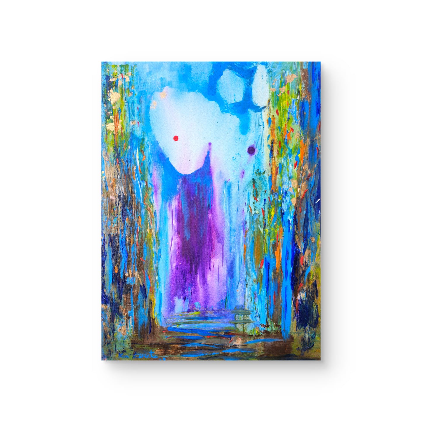 Moons on light blue and purple