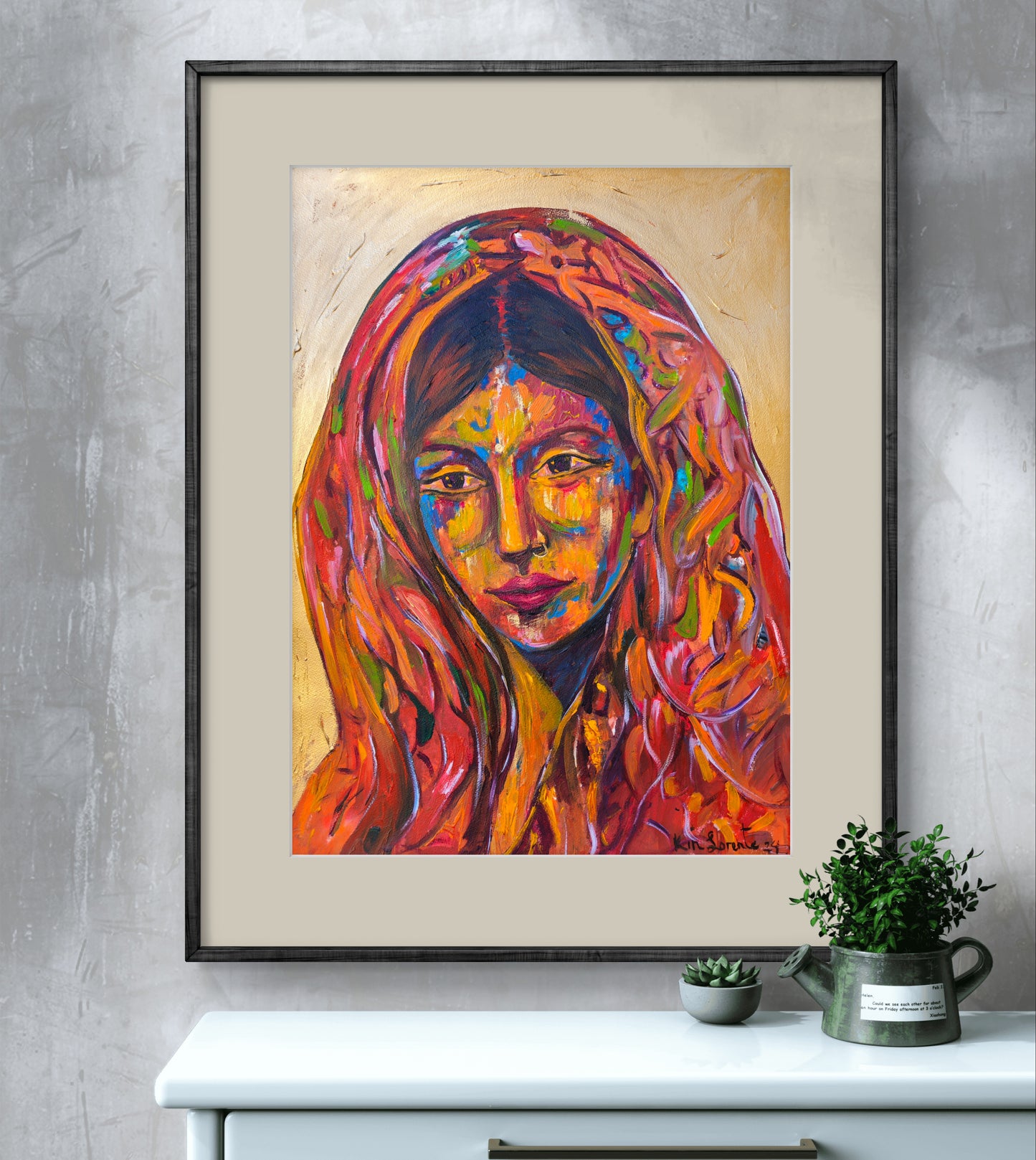 Retrato en rojo y oro