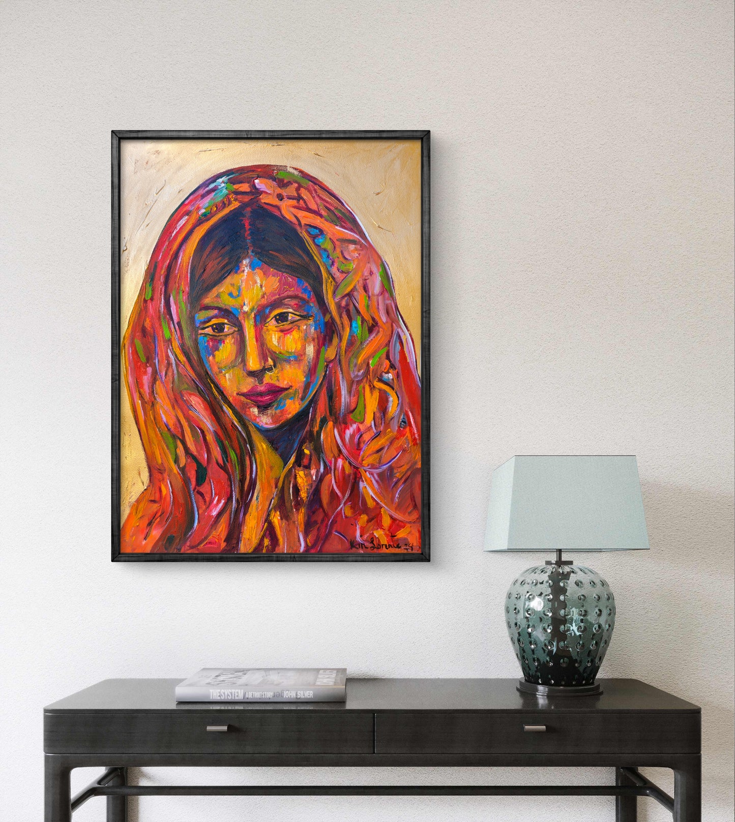 Retrato en rojo y oro