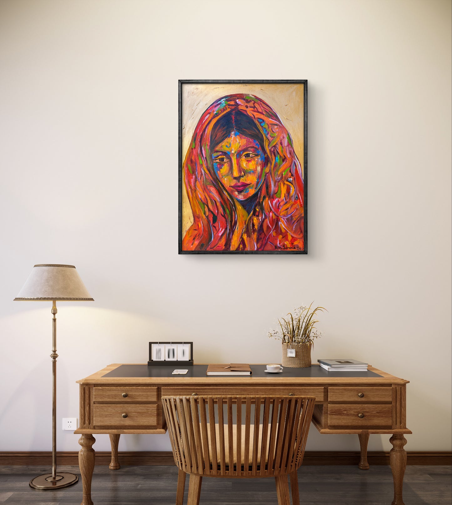 Retrato en rojo y oro